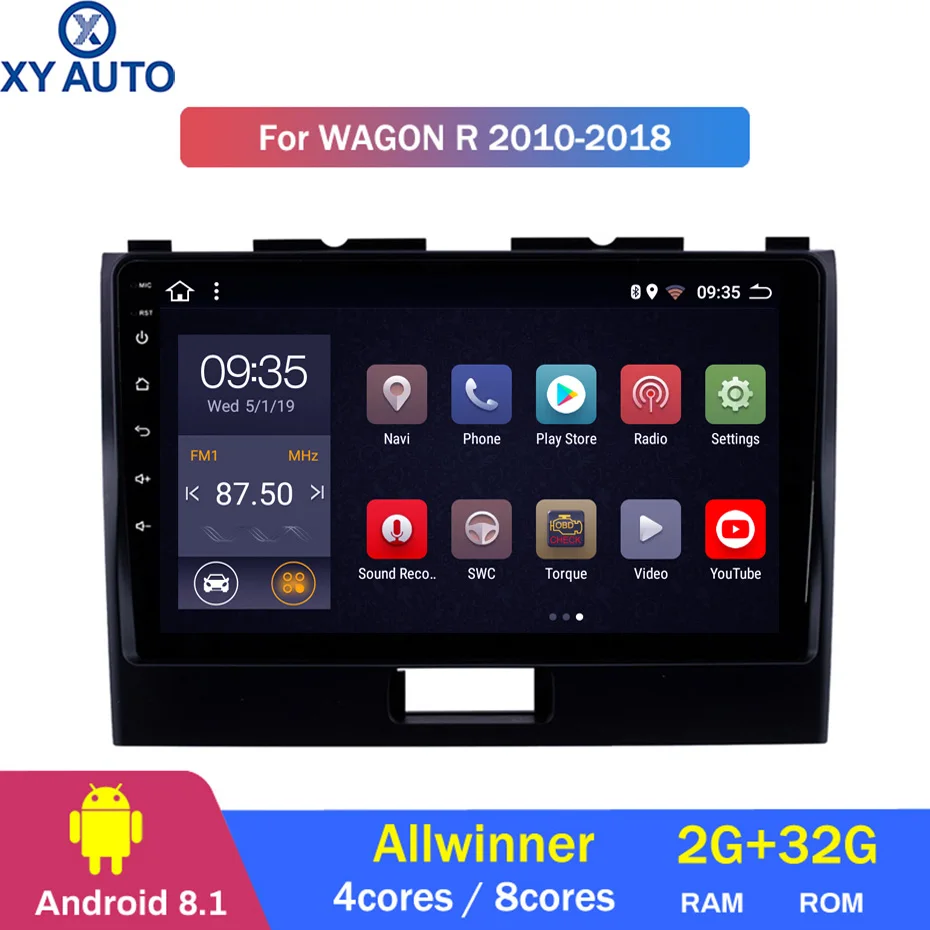 9-дюймовый 2.5D IPS HD мультисенсорный экран Android8.1 2G RAM 32G ROM NAVI для SUZUKI WAGON R + 2010-2018 с