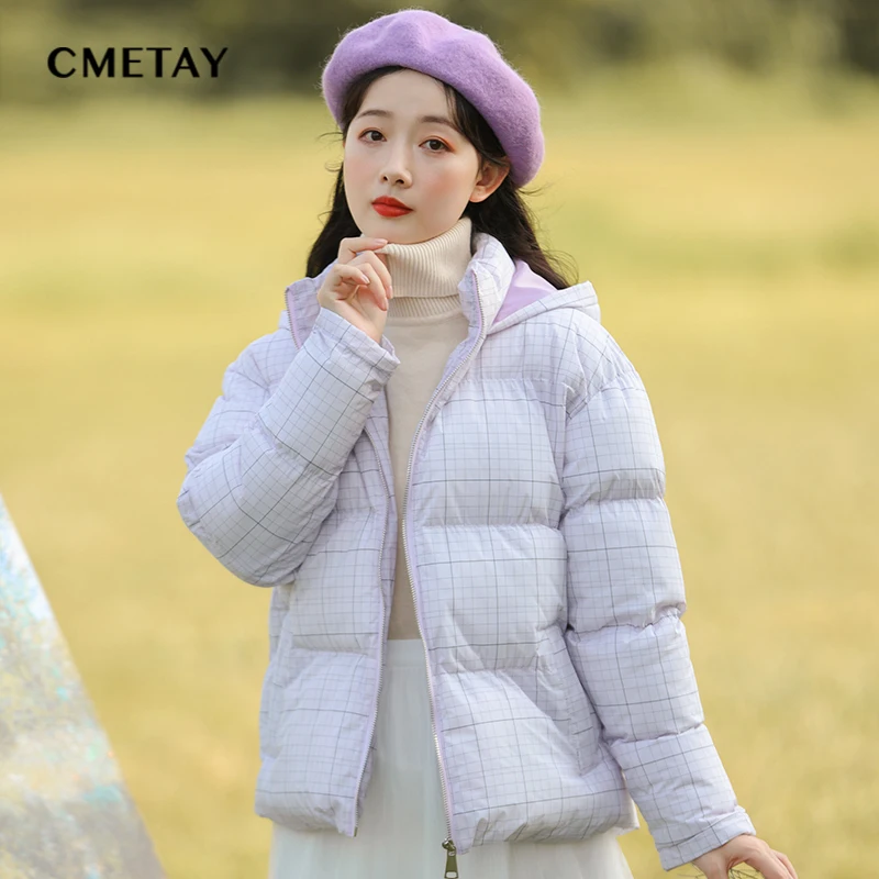

Women Winter Jackets 2021 Autumn New College Style Ins Plaid Parka Female Coats Literature And Art Hooded Down Cotton Jacket