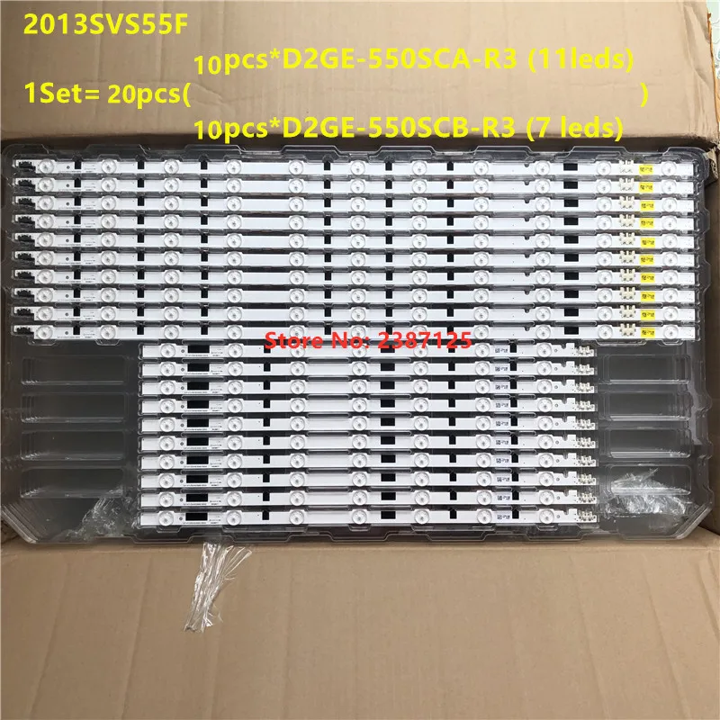 20pcs LED strip 11+7Leds For Samsung 55 inch TV UA55F6400 UA55F6800 2013SVS55F D2GE-550SCB-R3 D2GE-550SCA-R3 UN55F6800 UE55F6170 | Лампы и