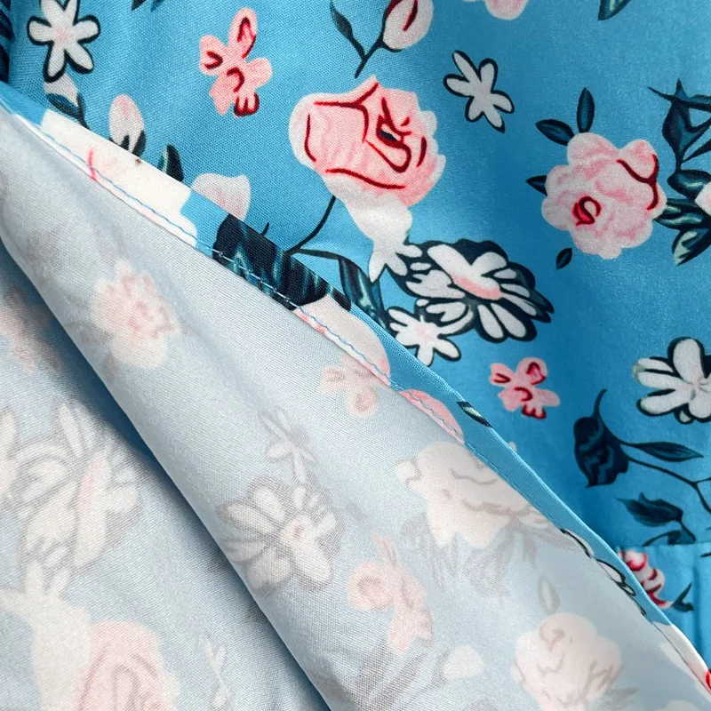 

Floral Print Summer Dress Women Bohemian Beach Dress Short Sleeve Ruffle Dresses for Women Robe