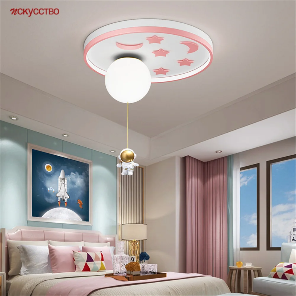 

Nordic Modern Star Moon Round Astronaut Led Ceiling Lamp For Children Bedroom Nursery Kids Room Decor Lighting Fixtures Luster