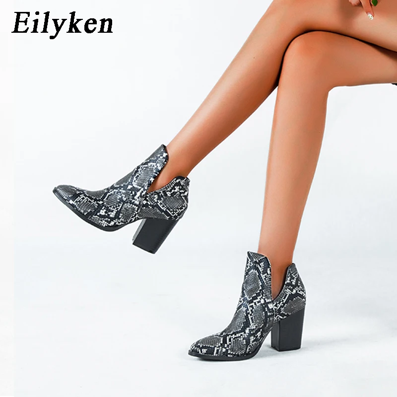 EilyKen ковбойские женские сапоги в западном стиле эластичные кожаные с узором