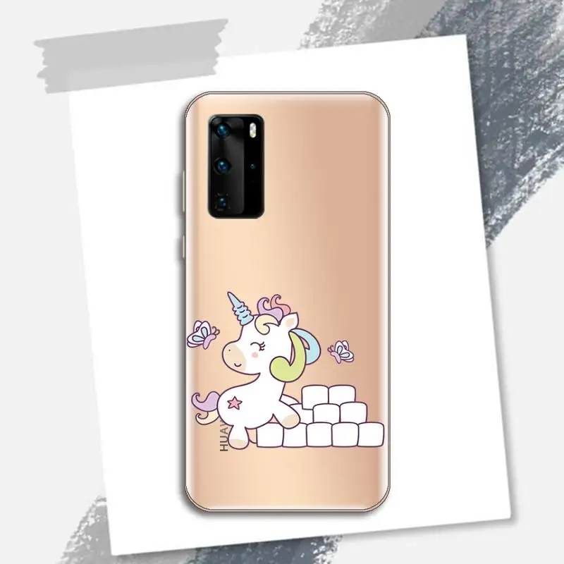 

Lovely Unicorn Horse Phone Case Transparent for Huawei P honor 8 10i 20 30 40 smart 2019