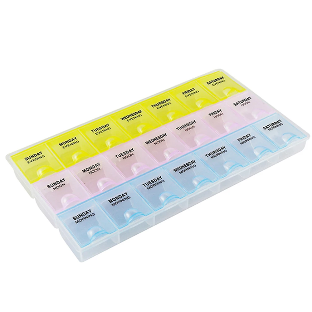 21 Grids 7 Days Weekly Pill Medicine Box Holder Storage Box For Elderly Vitamins Food-grade Health Care Box Organizer Case