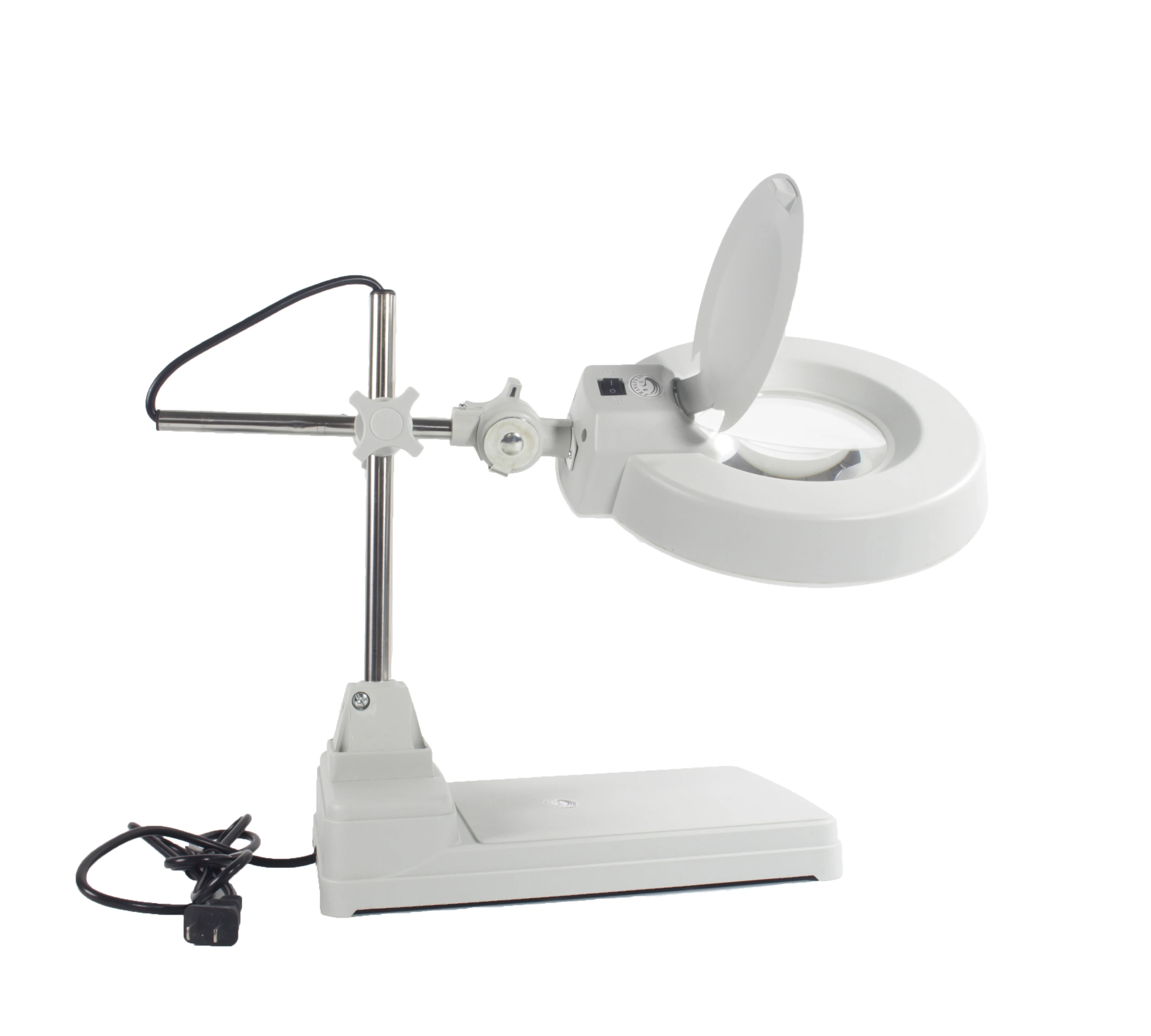 

220V Desktop Illuminated Repairing Magnifier PCB Precision Parts Inspection Magnifying Glass with LED Light Liftable Table Loupe