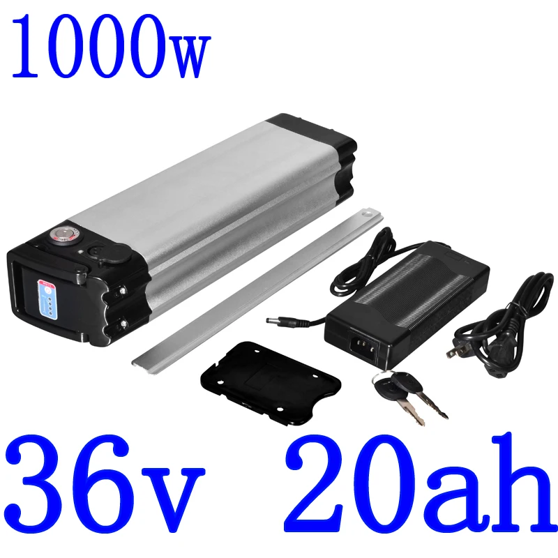 

1000W 36V 20AH Electric Bike Ebike Battery Pack 500W 36V 10AH 13AH 15AH 18AH Silver Fish Lithium 18650 Bateria With 2A Charger