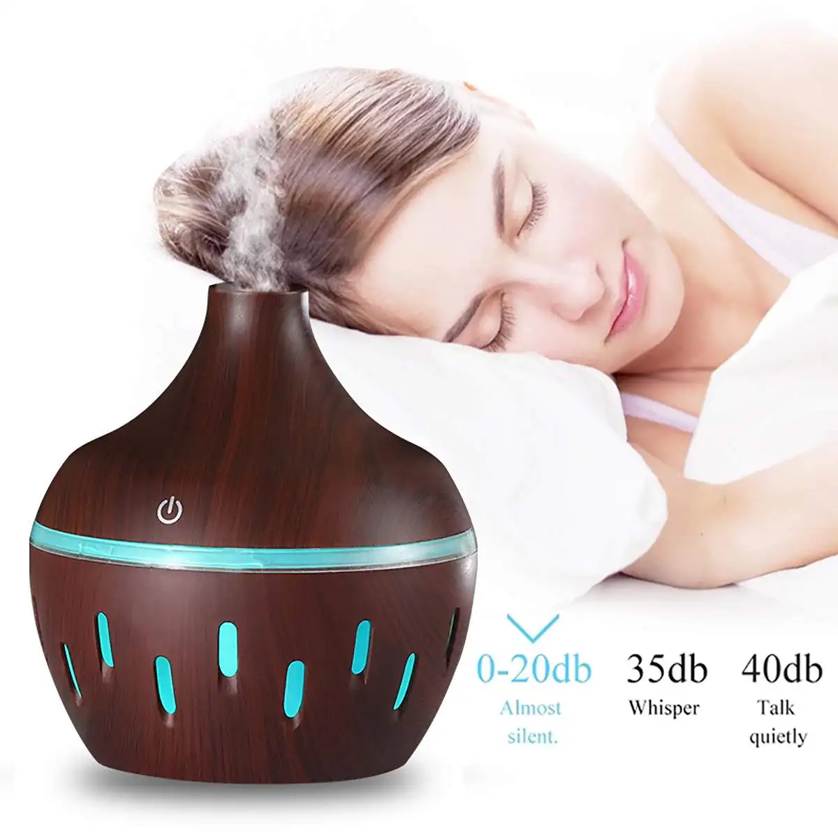 

Air Humidifier 2.4Hz Ultrasonic Aroma-Essential-Oil Diffuser 7 Color Changing LED Lights 3 Type Household Humidifier 300ml