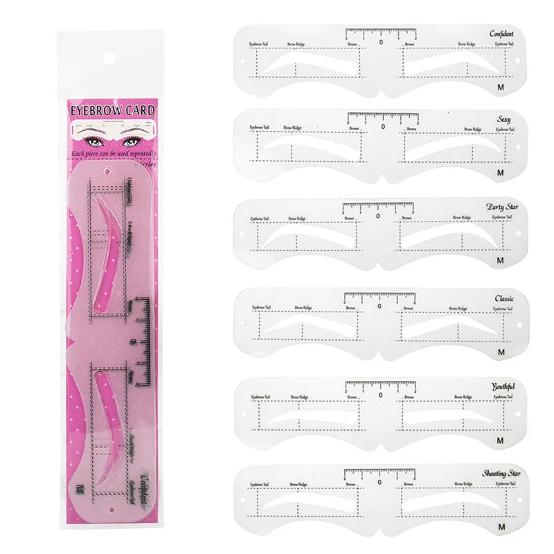 6 шт./компл. многоразовый Профессиональный трафарет для бровей Шаблон инструмент