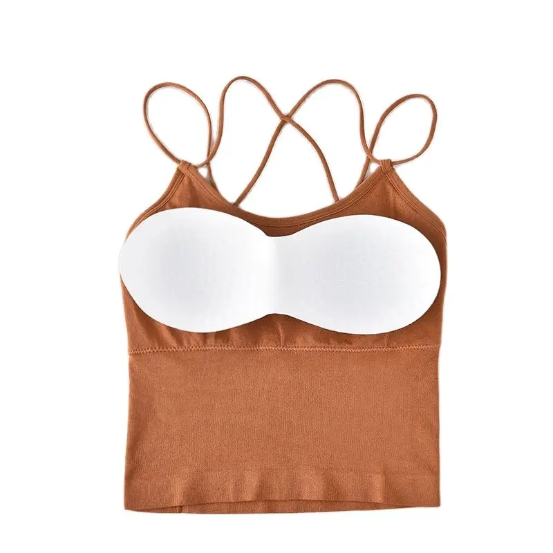 

Tidan Girls Strappy Underwear Sports Ladies Sexy Tank Tops Cool Tee Bra With Chest Pad Lingerie Camisole Bralette