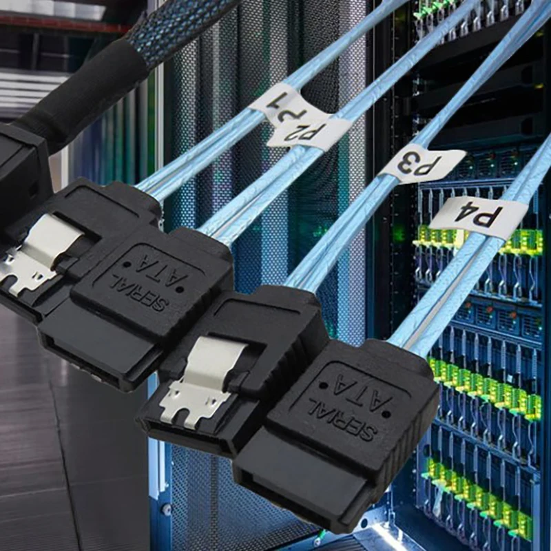 MiniSAS HD SFF-8643 to 4SATA кабель для передачи данных жесткого диска с прямой головкой 12G