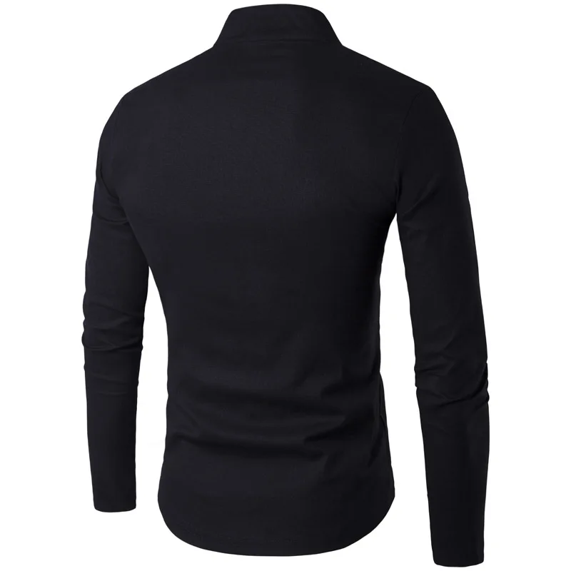 Helisopus Chinese Traditional Male Tang Suit Spring Men's Long Sleeve Linen Shirt Solid Color Mandarin Collar Casual Shirts | Мужская