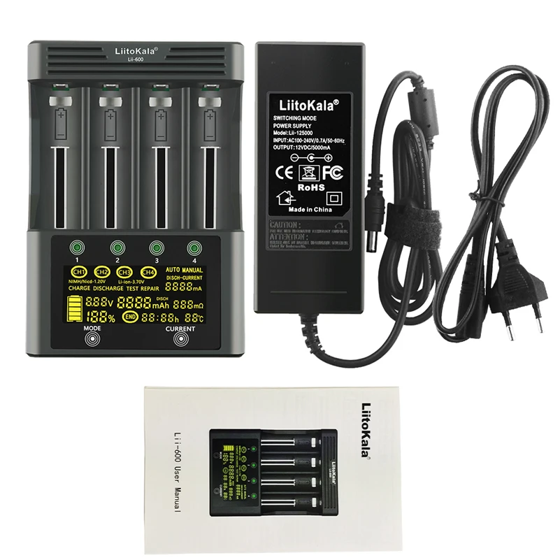 liitokala lii 500s lii 500 lii 600 lcd 3 7v 1 2v 18650 26650 21700 battery charger with screen test the battery capacity free global shipping