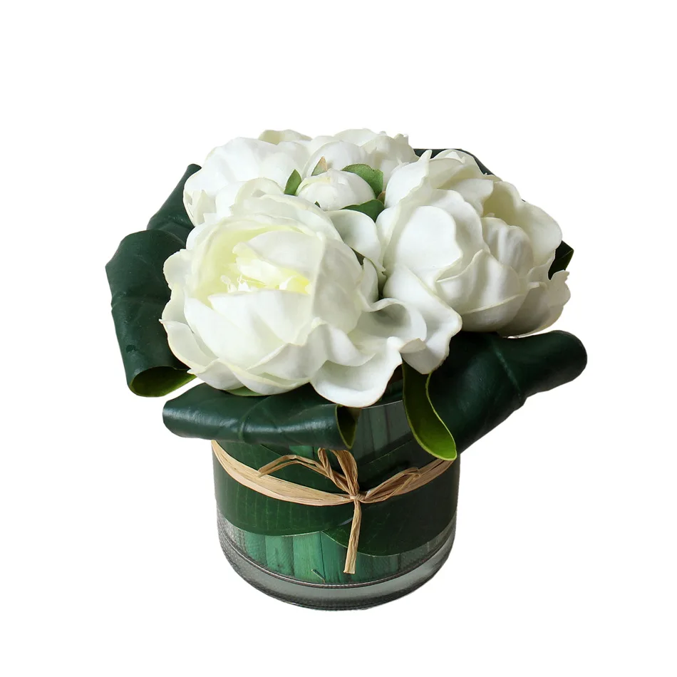 

Finished flower arrangement Pu Mini peony potted table and living room decoration simulation flower