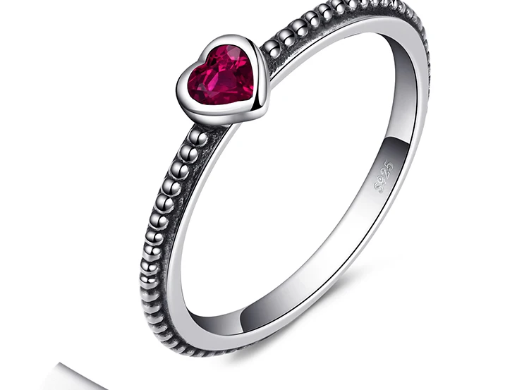 Jewelrypalace Любовь Сердце Камень рубинов создано Stackable Ring 925 пробы Серебряное кольцо Для женщин Мода Обручение кольцо