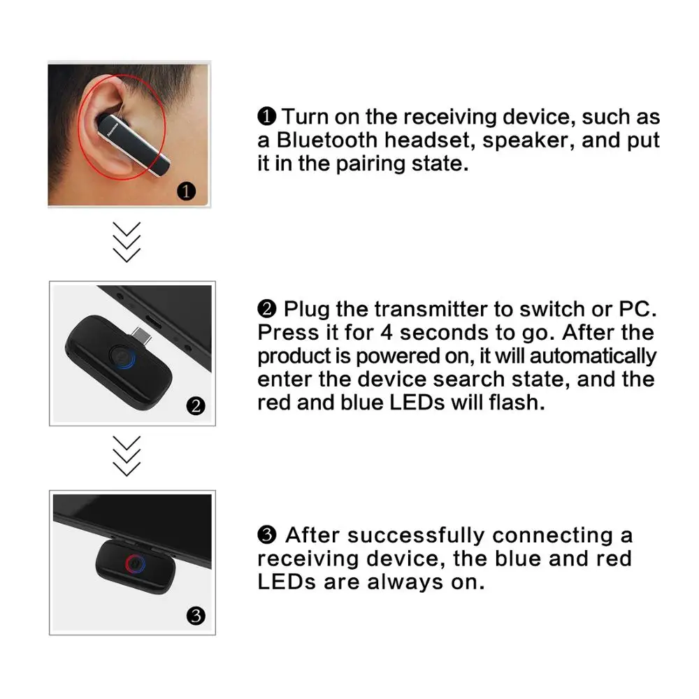 Bluetooth аудио USB передатчик беспроводной геймпад приемник Поддержка для Switch PS4