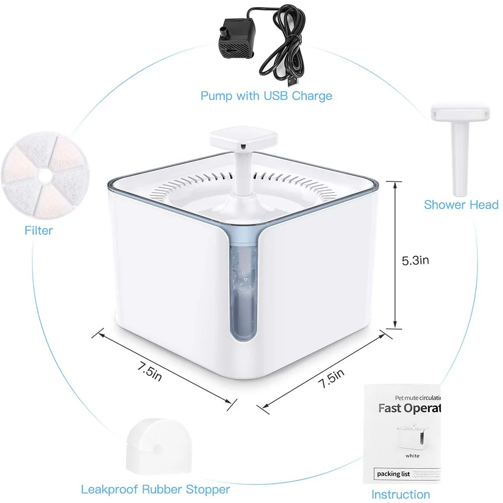 Автоматический фонтанчик с водой для кошек 3 л окошком просмотра супер тихий