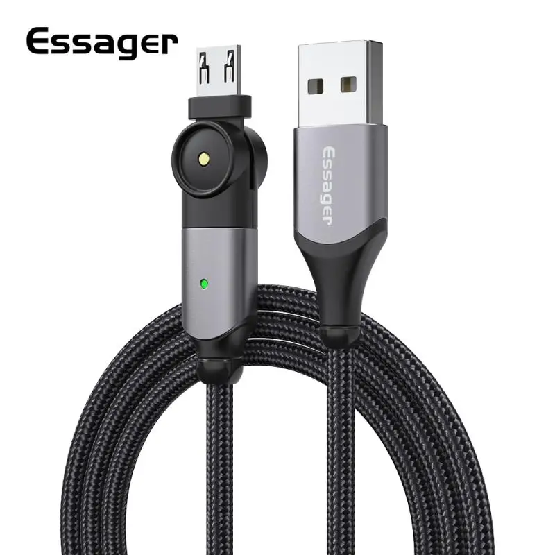 Essager Вращающийся Кабель Micro USB быстрая зарядка зарядное устройство для Samsung Xiaomi Mi