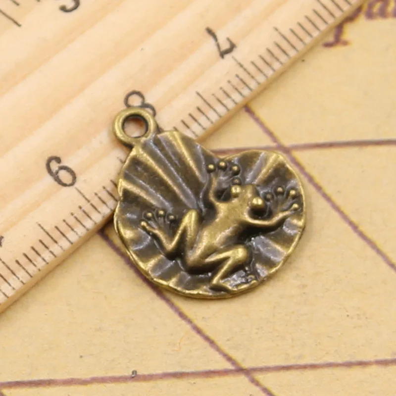 25 шт. Подвески лягушка на лилии 18x17 мм античные бронзовые серебряные цветные