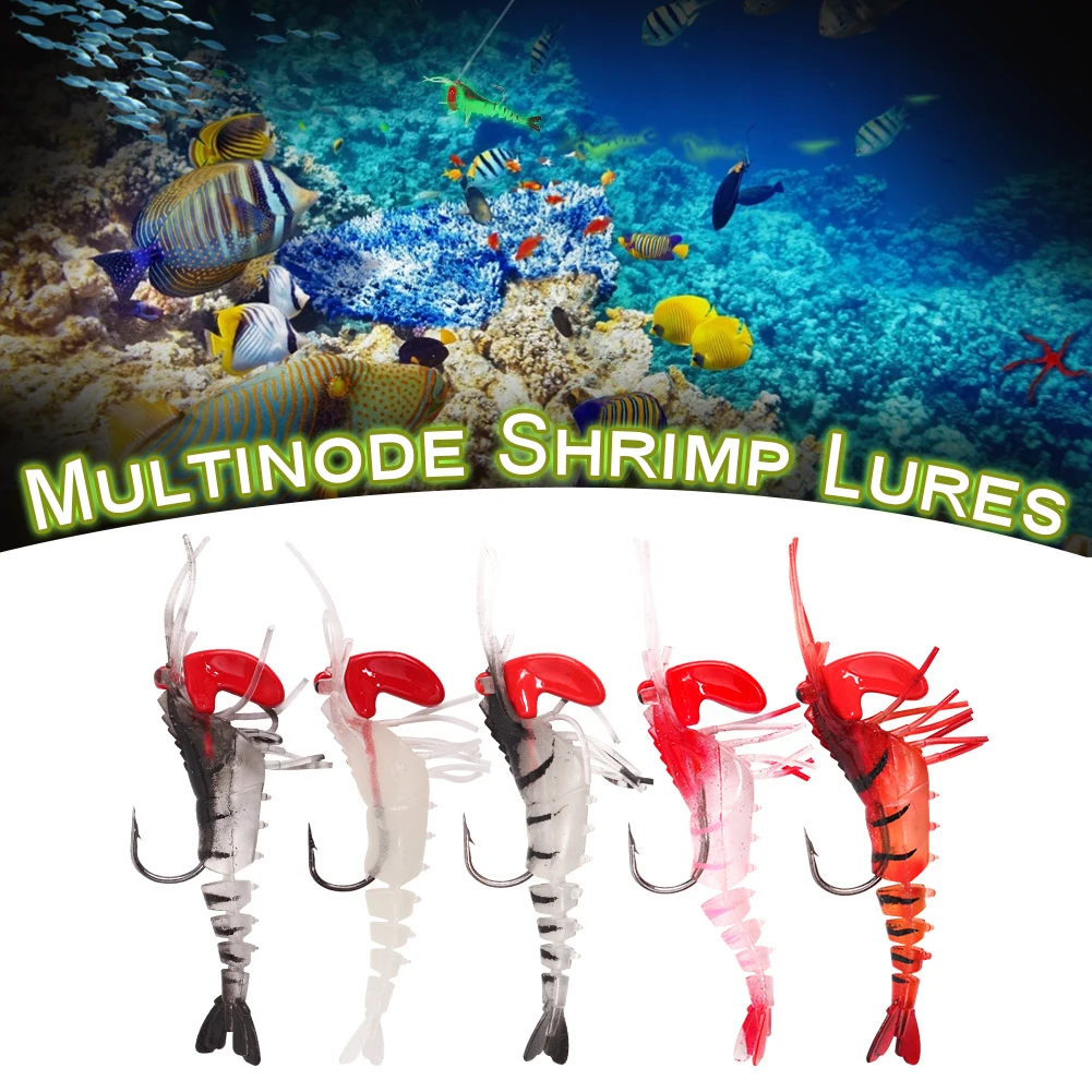 

1pcs Soft Shrimp Fishing Lures Artificial Shrimp Prawn Baits Colorful Soft Lure Bionic Bait With Lead Hook