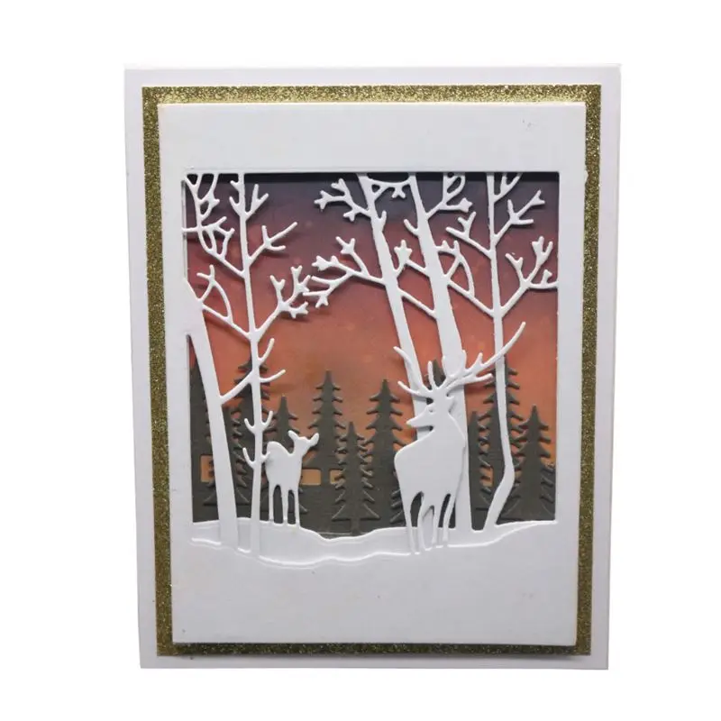 Девушка в море дерево олень металлический прорезной трафарет для окраски DIY