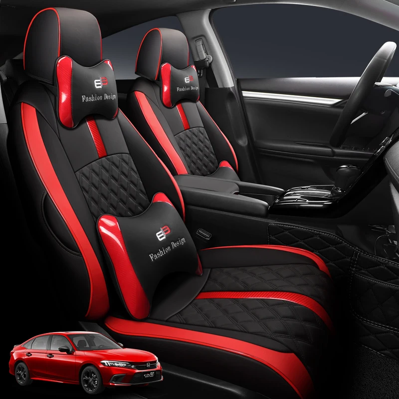 

Original design 1:1 Special Car seat cover For Honda Civic 2020 2021 2022 Perfect protection seat cushion PU Leather stitching