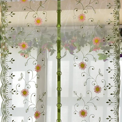 Pink flower tulle Органза вышивка узор воздушный шар в виде цветка занавески тюлевые занавески, занавески для кухни спальни гостиной декоративные окна - Цвет: Pink flower tulle