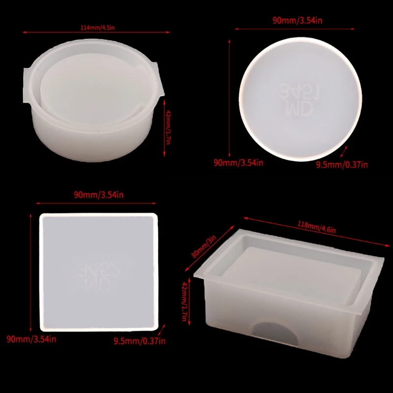 

1 Set of Coaster Storage Box Mold Round Shape Square Shape Silicone Material Art Crafts Supplies Home Decor Gifts