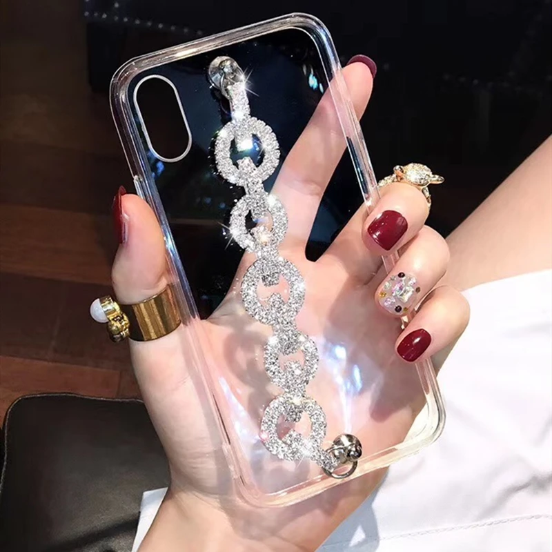 

Luxury Fashion diamond Bracelet Wristband Phone Case For iPhone 11 Pro Max X XS XR 7 8 Plus Transparent silicone Soft back cover