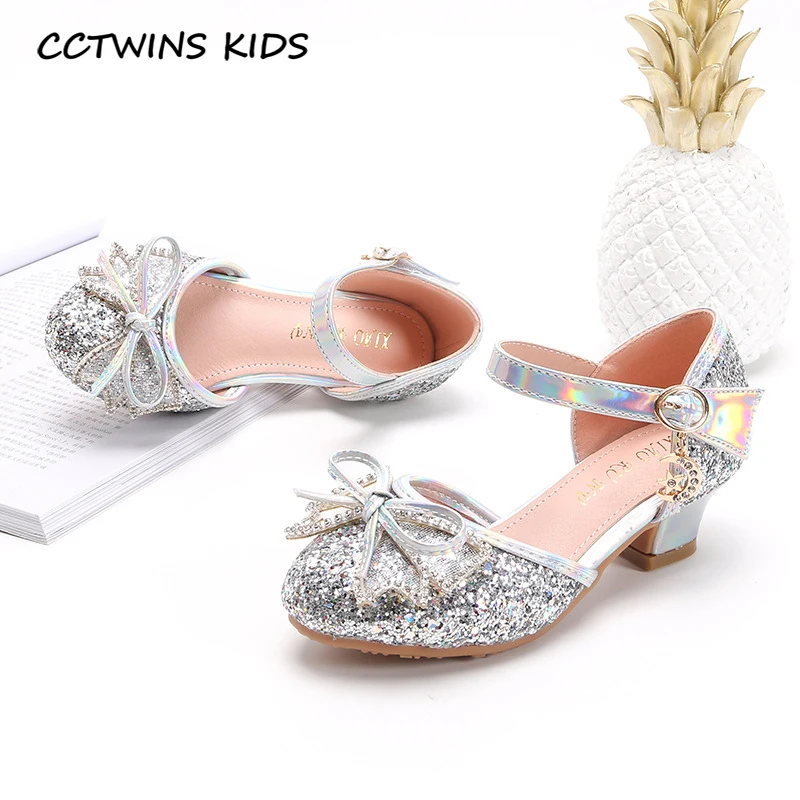 

CCTWINS Kids Shoes 2020 Summer Children Pu Leather Shoes Baby Girls Fashion Sparkle Mary Jane Toddlers Princess Heel GH1764