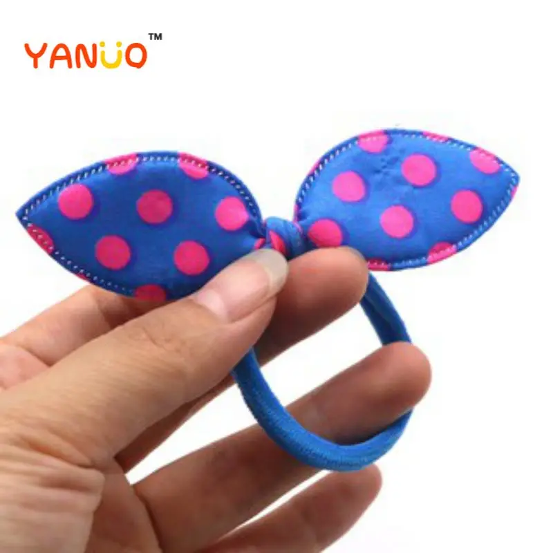 

5/10 шт. тканевый галстук-бабочка, завязка для волос, милые и свежие детские заколки для волос в горошек, полосатые, с кроличьими ушками