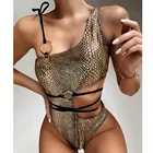 Сексуальный слитный купальник со змеиным принтом 2022, ажурные стринги, боди, монокини, бандажный купальник, женские купальники, купальный костюм
