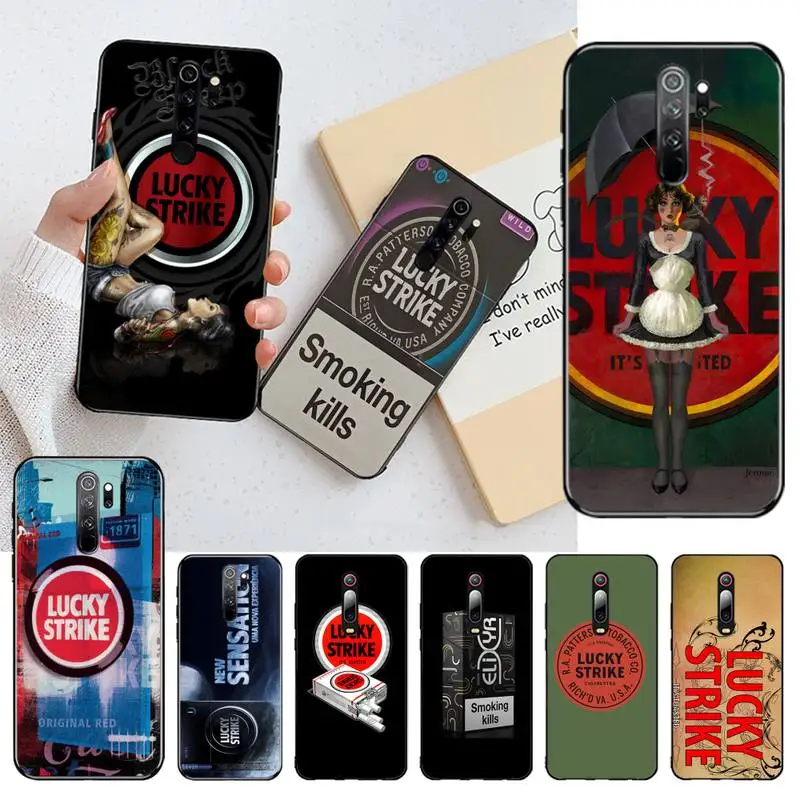 

YJZFDYRM Fashion Cool Popularity Lucky Cigarette Black Cell Phone Case for Redmi Note 9 8 8T 8A 7 6 6A Go Pro Max Redmi 9 K20