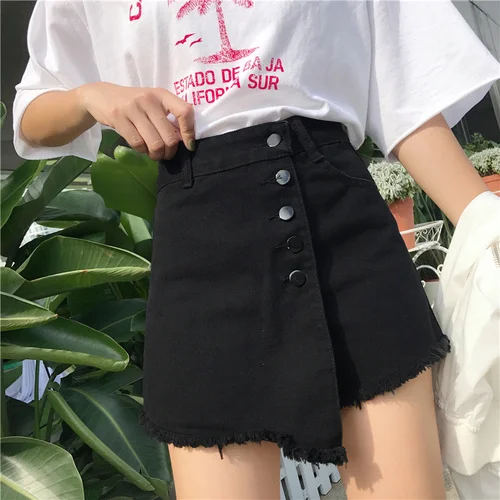 

Summer Light Blue Irregular Casual College Wind Basic All Match Fashion 2021 A-line Korean Style High Waist Short Skirts