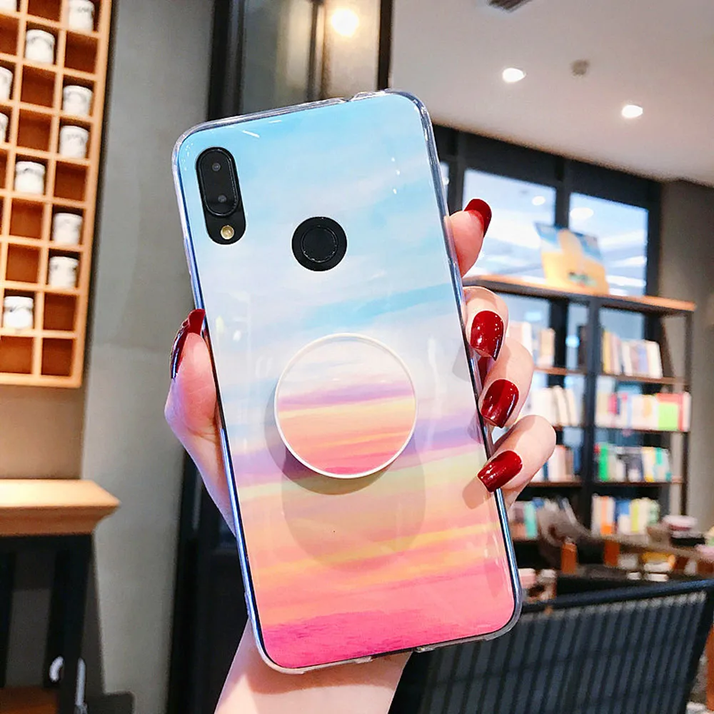 Marble Case for Xiaomi Redmi Note 7 8 case Luxury Doll Bracket Holder Cover MI 9 Ring Soft TPU 6 Coque |