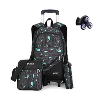 rolling students backpack for boys primary schoolbag fashion stripe printing trolley bag with 6 wheels backpack carry on luggage