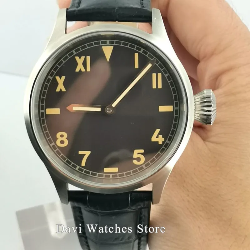 Стерильные мужские классические роскошные механические часы 43 мм темно кофейный