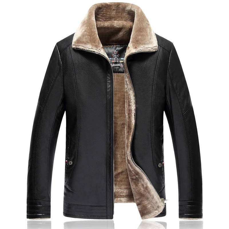 

Мужская кожаная куртка, зимнее флисовое пальто, повседневное утепленное теплое пальто с широким воротником, автомобильная куртка