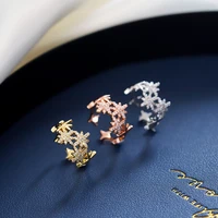 cute lovely anise stars open rings for women shiny crystal snowflake finger ring female trendy wedding rings jewelry accessories