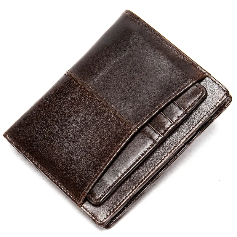 

Men's Wallet Multiple Card Slots Female Purse Genuine Leather Slim Wallets For men New Casual Designer Short Card Holder