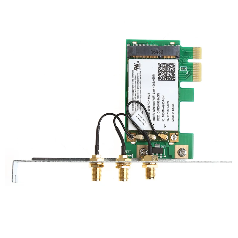 

Dual-Band 2.4/5GHz 300M Desktop PCI-E 1X Interface Wireless Network Card + 3 Antenna For Intel 4965AGN