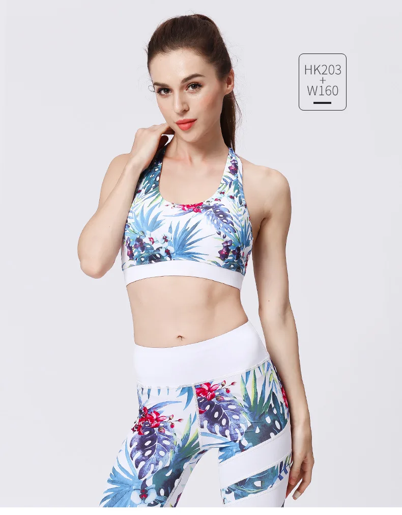 Спортивный Быстросохнущий бюстгальтер с принтом для йоги фитнеса бега трико