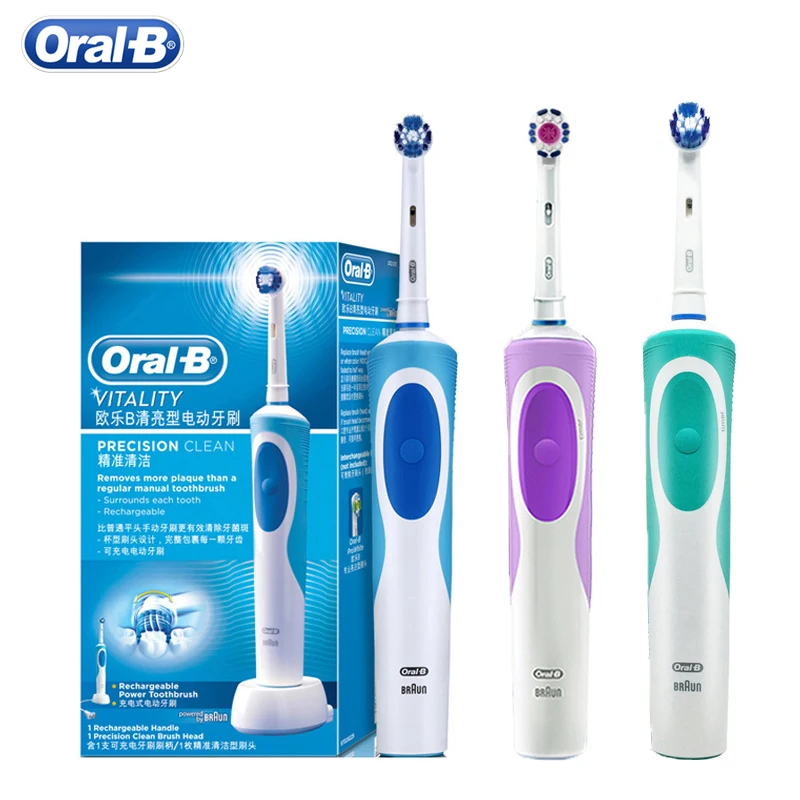 Oral B Vitality Electric Toothbrush Precision Clean 2 Mins Timer Rechargeable Teeth Brush with 4 Gift Replace Brush Head Oralb images - 6