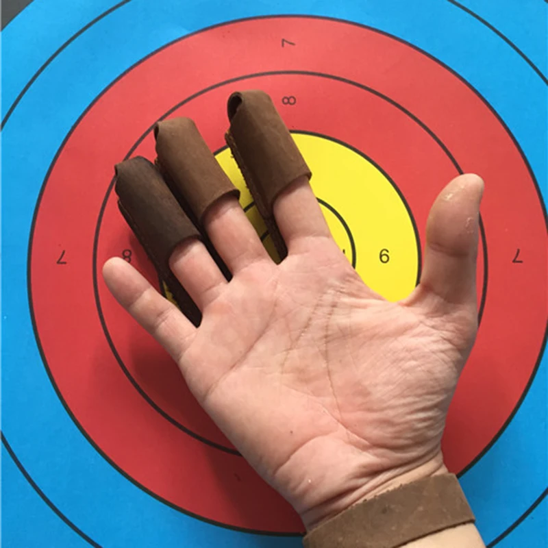 1Pcs Outdoor Hunting 3 Three Finger Protector Guard Cow Leather Archery Glove Shooting Hand Bow Accessories | Спорт и развлечения