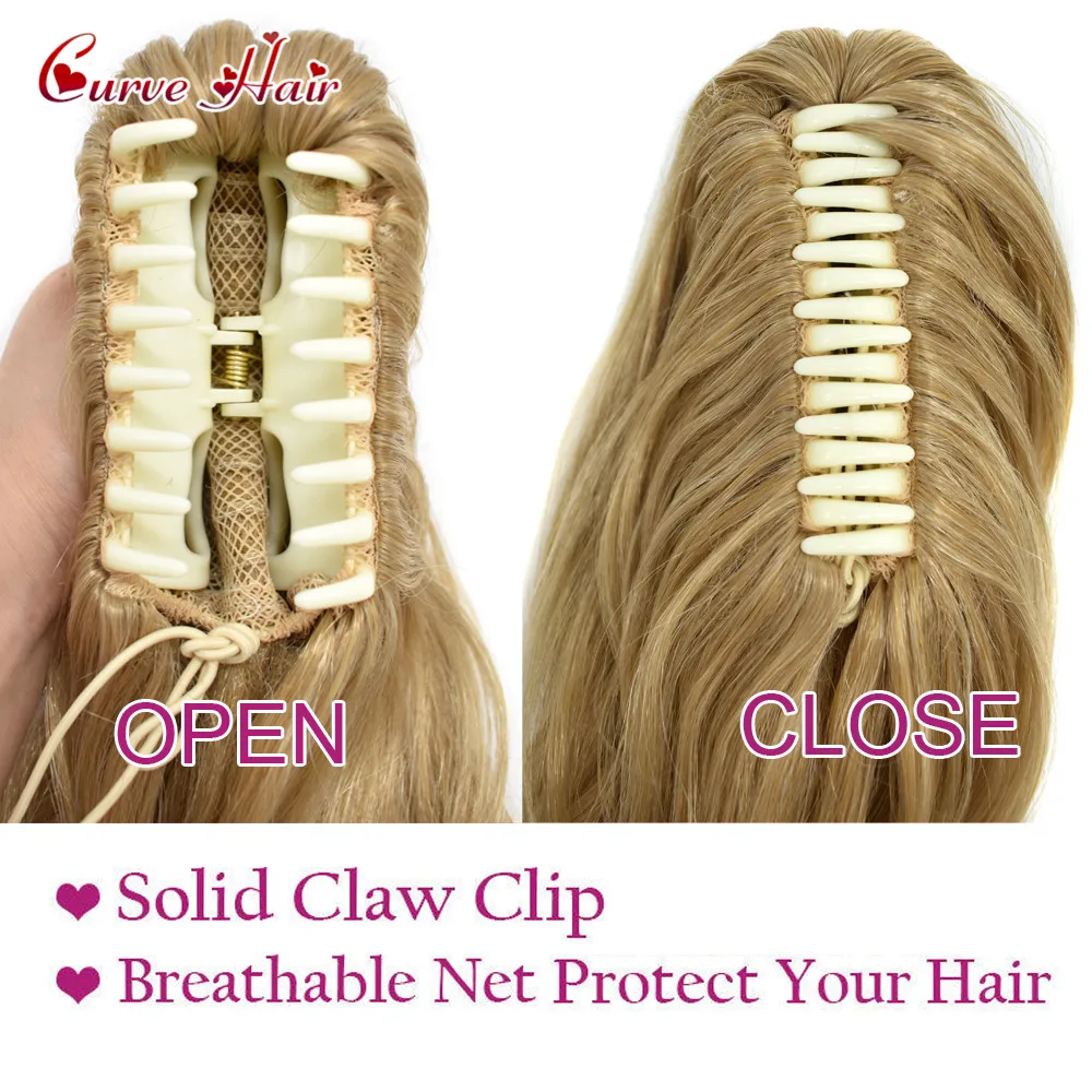 Synthetic Jaw Claw Ponytail Hair Wavy Clip In Ponytail Extensions Hair Piece For Ladies 22 Long Thick Pony Tail Hairpiece