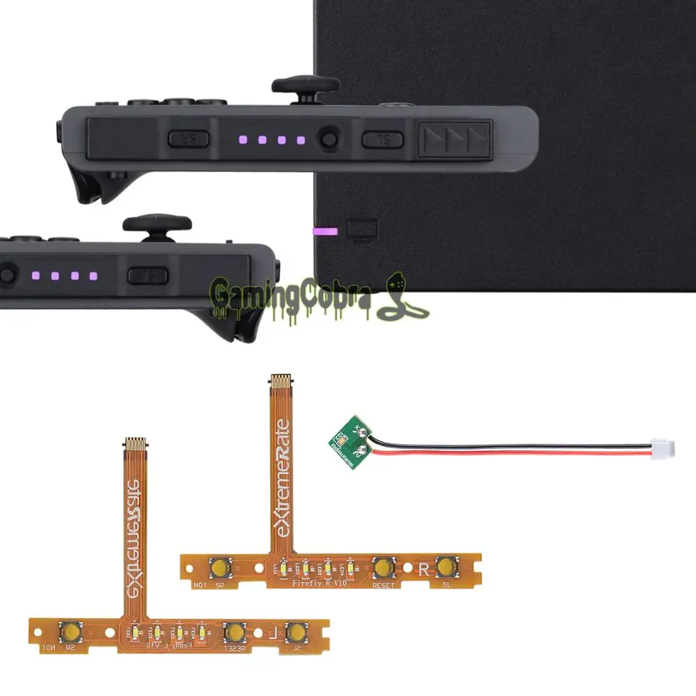 

Violet Firefly LED Tuning Kit for NS Switch Joycons Dock NS Joycon SL SR Buttons Ribbon Flex Cable Indicate Power LED