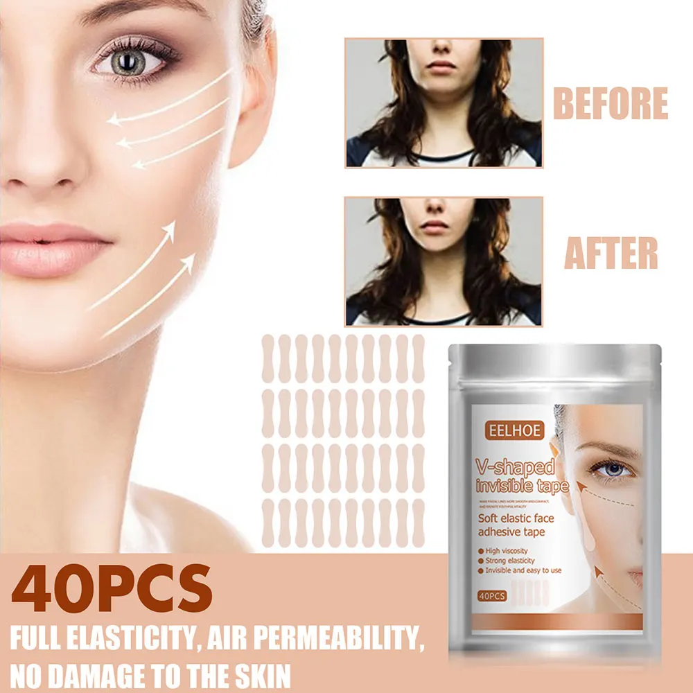 

40Pcs/Pack V Shaped Invisible Tape Waterproof V Face Adhesive Tape Breathable Face Lifting Tighten Chin Sticker