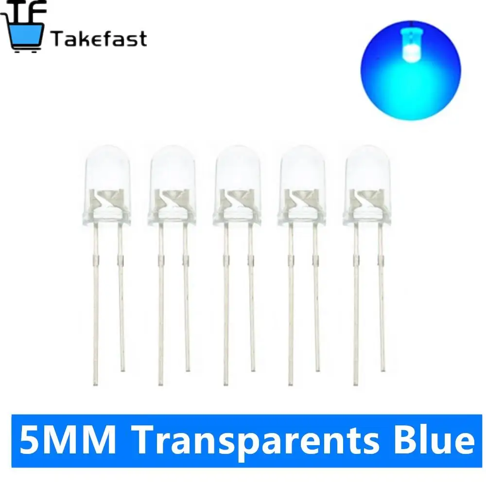 100 шт./лот прозрачные круглые 5 мм супер яркие зеленые красные белые желтые синие