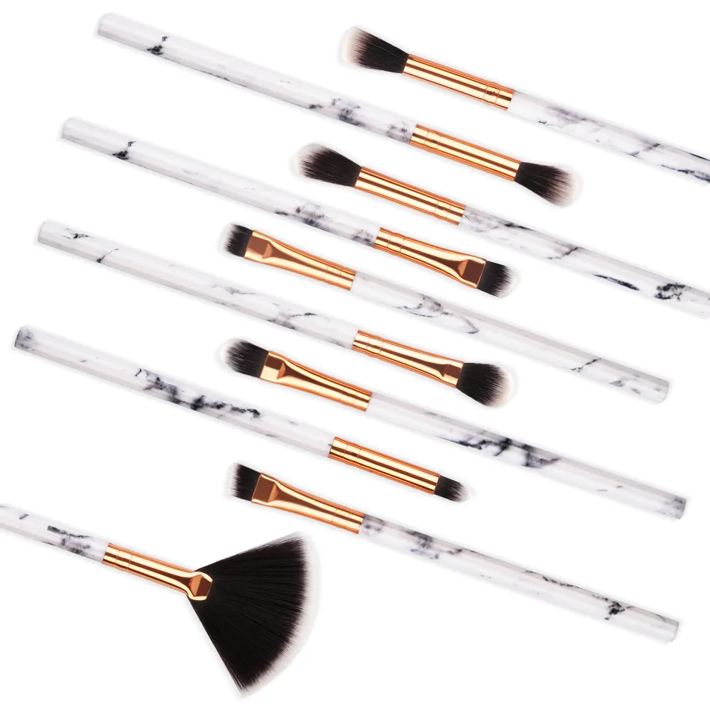 

10pcs/set Professional Marble eye makeup brush kit Cosmetic Face Eye Shadow Eyeliner Foundation Brush Blusher Beauty Tool #0407