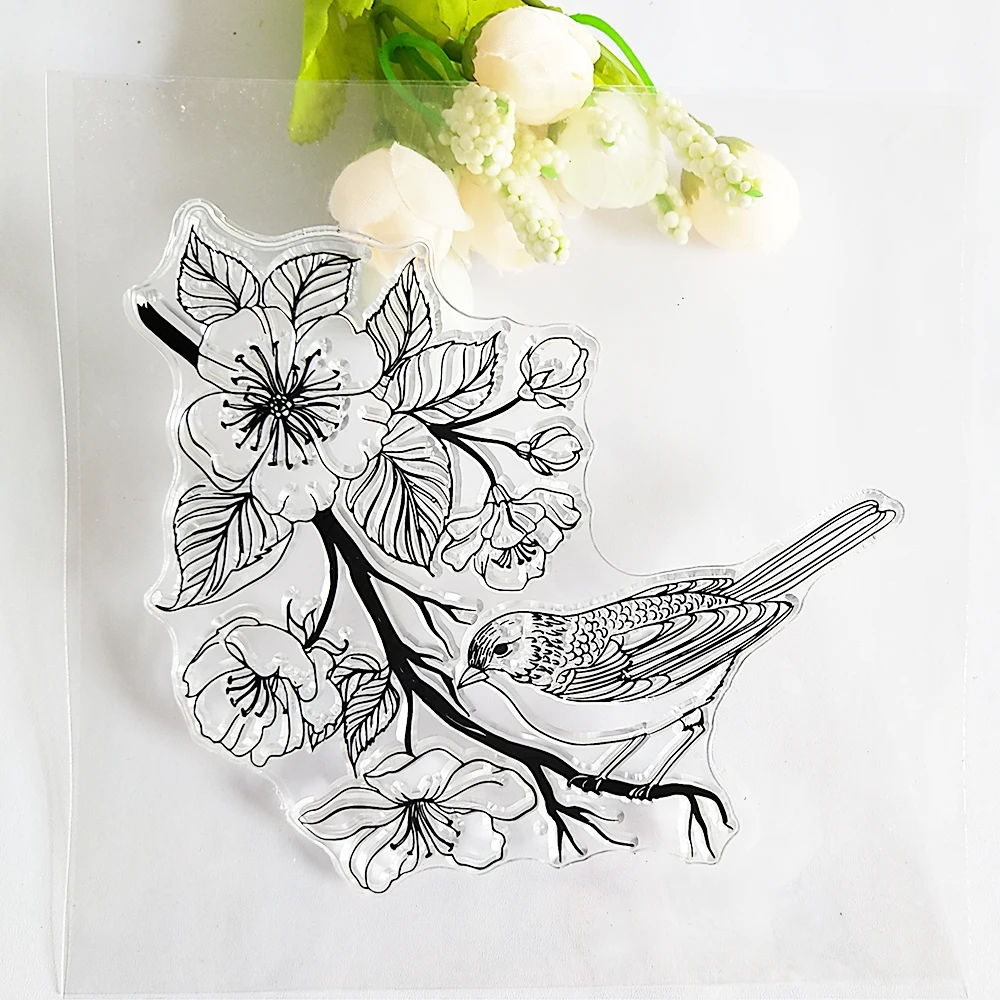 

Bird Standing on Branch Transparent Clear Stamp/Seal for DIY Scrapbooking / Photo Album Decorative Silicone Stamps Sheets