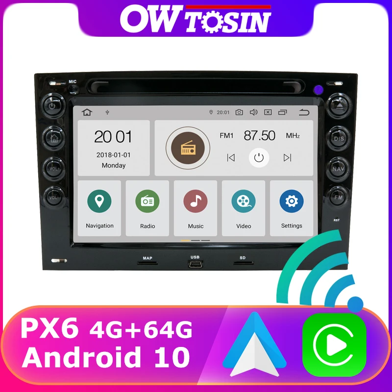 Автомобильный DVD плеер PX6 4 Гб + 64 ГБ Android 10 0 для Renault Megane 2003 2009 GPS навигация Радио DSP